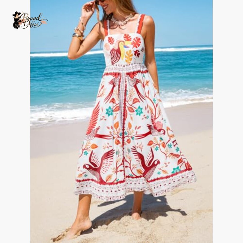 Polyester Square Neck Elastic Waist Sleeveless Ma… - image 3